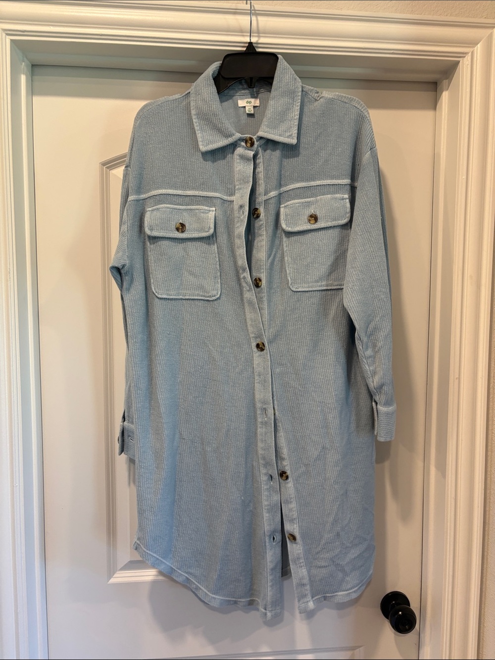 dip Light Blue Button-Up Shirt Dress